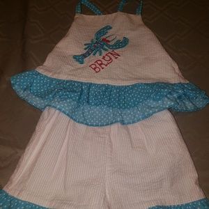 Smocktions crawfish 2 piece outfit. 24 months